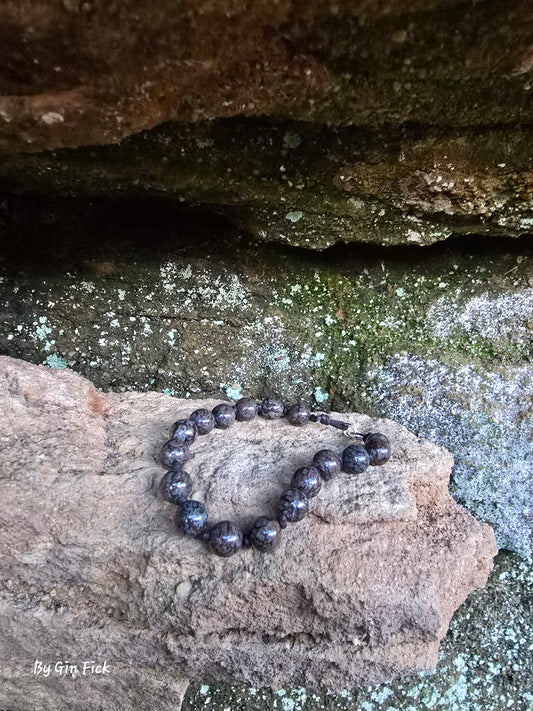 Brown Snowflake Obsidian clasp bracelet