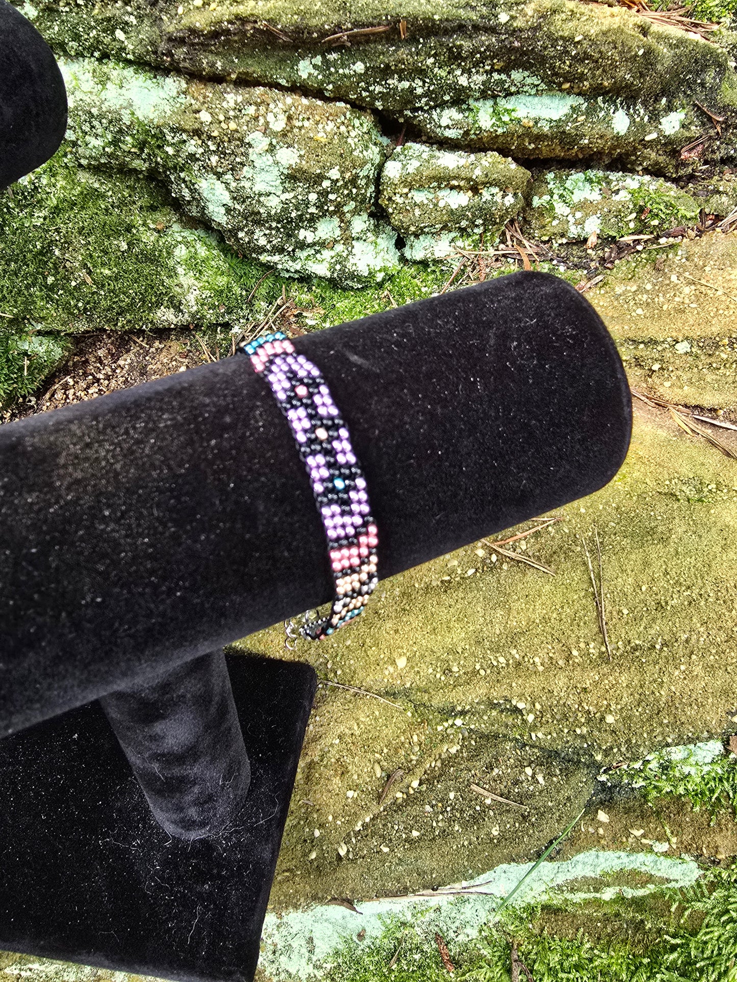Arrows and  Eyes Peyote Bracelet In Metallic Colors with Black